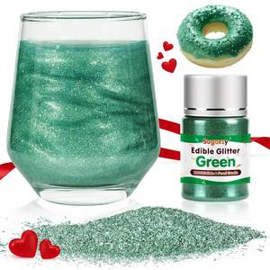 lot 5772 image: Edible Green Glitter for Drinks, 10g   Luster Dust for Beverages, Baking