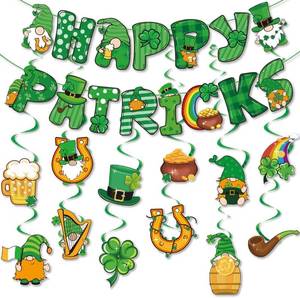 lot 5783 image: St Patricks Day Decorations, 30ct Lucky Shamrock Clover Hanging Swirls