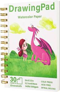 lot 5834 image: Elvendreth Drawing Pad 5x7.5, 140lb Watercolor, Spiral-Bound, 30 Sheets
