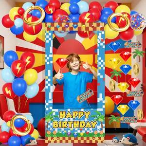 lot 5856 image: Birthday Decorations for Boys Happy Birthday Banner, Gold Ring Foil Balloon