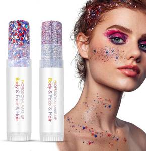 lot 5861 image: Set of 2 Red White Blue Face Hair Glitter - 4th of July Body Glitter