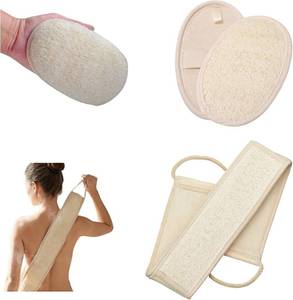 lot 5907 image: Natural Loofah Exfoliating Body Scrubber, 2-Piece Bath Set