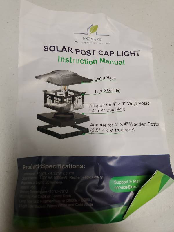 lot 18332 image: Solar Post Cap Light 2-Pack with Adapters for 4x4 Posts white (missing Adapter) - Retail $32