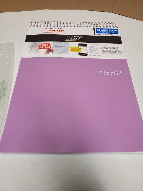 lot 18375 image: Five Star College Ruled Notebook 100 Sheets 11 x 8.5 in - Retail $3