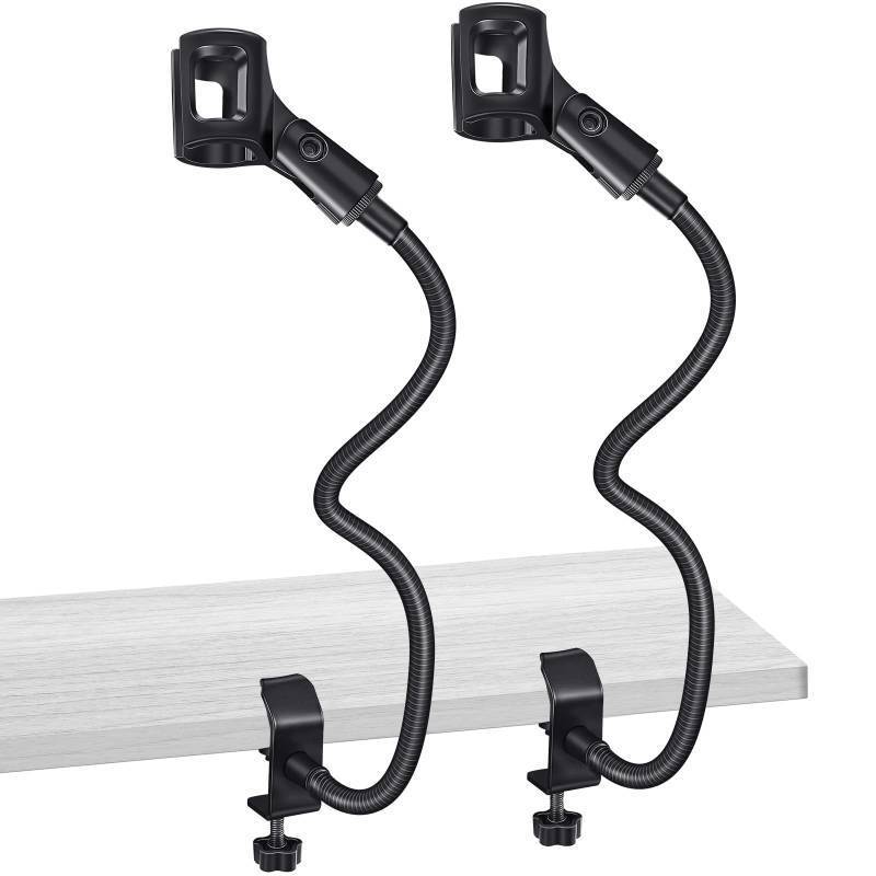 lot 18403 image: 2 Sets Gooseneck Mic Stand 13 in Flexible Desktop with Desk Clamp - Retail $16