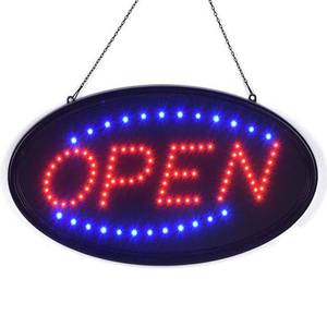 lot 59111 image: LED Open Sign, 19x10 Bright High Visibility Advertisement Board Electric Display Sign Flashing Light for Business Walls Window Bar Shop Hotel, Two Modes - Retail $30