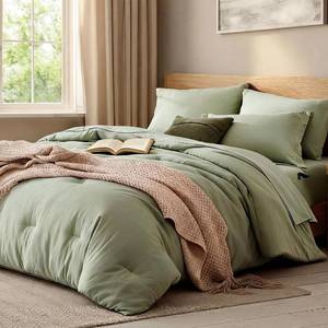 lot 59112 image: Queen Comforter Set-7 Pieces Soft Prewashed Bed in a Bag Queen Bedding Sets - Retail $50