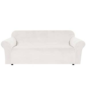 lot 59117 image: Stretch Velvet Sofa Covers for 3 Cushion Couch Covers Furniture Protector Soft with Non Slip Elastic Bottom, Crafted from Thick Comfy Rich Velour (Large Sofa 90-97, Porcelain White) - Retail $49