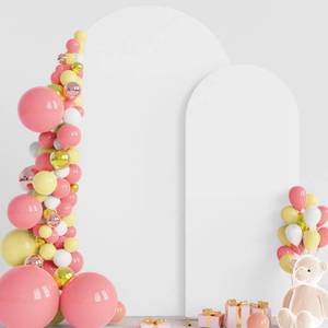 lot 59120 image: Arch Backdrop Cover White Arch Covers Stretchy Backdrop Set of 2 - Retail $34