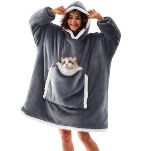 lot 59121 image: Wearable Blanket Hoodie, Birthday Gifts for Women Men Mom, Oversized Hooded Blanket for Adult, Cozy Fuzzy Sherpa Sweatshirt Blanket with Giant Pocket,Grey - Retail $25
