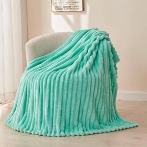 lot 59122 image: Fleece Ribbed Cozy Throw Blanket for Couch, Aqua, 50x60 - Retail $20