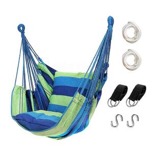 lot 59123 image: Hammock Chair Hanging Rope Swing, Max 300 Lbs Hanging Chair with Pocket & Durability Perfect for Outdoor, Home, Bedroom, Patio, Yard (Pillows NOT Included,Green) - Retail $23