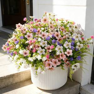 lot 59127 image: Fake Flowers for Outdoor UV Resistant 24 pcs Pink Artificial Flowers Outdoors, Realistic Faux Silk Flowers Fade Resistant, Fake Plants �� Flowers for Garden Porch Planters Window Patio Wedding - Retail $19