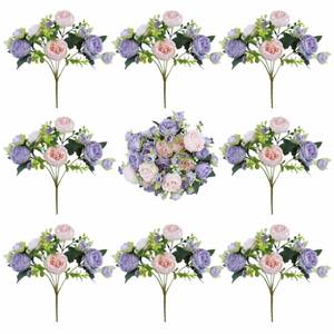 lot 59128 image: 8 Pack Peonies Artificial Flowers Centerpieces for Tables - Retail $24