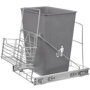 lot 59131 image: Pull Out Trash Can Under Cabinet, Adjustable Slide Out Trash Can Kit with Full Extension Slides, Under Sink Cabinet Organizer (Bin Not Included), Fits Min. 12 Cabinet Opening - Retail $30