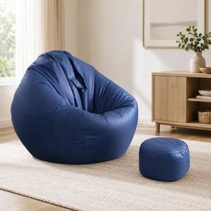 Waterproof Fabric 4ft Faux Leather Bean Bag Cover (No Filler) Outdoor Beanbag Chaise Lounger Pouf (Blue) - Retail: $60