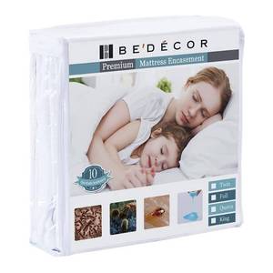 lot 59147 image: Zippered Queen Mattress Protector Cover for 7-9 Depth Mattress,Fully Encased Liquid Proof Urine Pee Protection Breathable Smooth Incontinence Pet Baby Potty Training, BROKEN ZIPPER - Retail $29