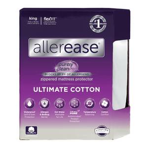 lot 59154 image: Ultimate Allergy Protection and Comfort Zippered Mattress Protector King, White - Retail $51
