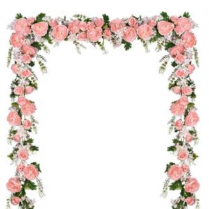 lot 59158 image: 2 Pack Artificial Peony Flower Garland - 6ft Silk Peony Pink Flower Garland for Wedding Party Table Decoration (2, Pink) - Retail $30