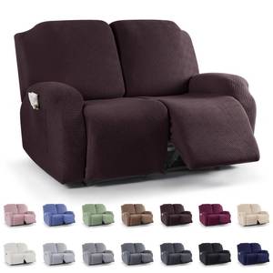 lot 59160 image: Recliner Covers, Stretch Reclining Chair Covers, Recliner Sofa Slipcovers Stripe Jacquard Recliner Couch Covers Furniture Protector Covers for Pet Kid (2 Seater, Dark Coffee) - Retail $57