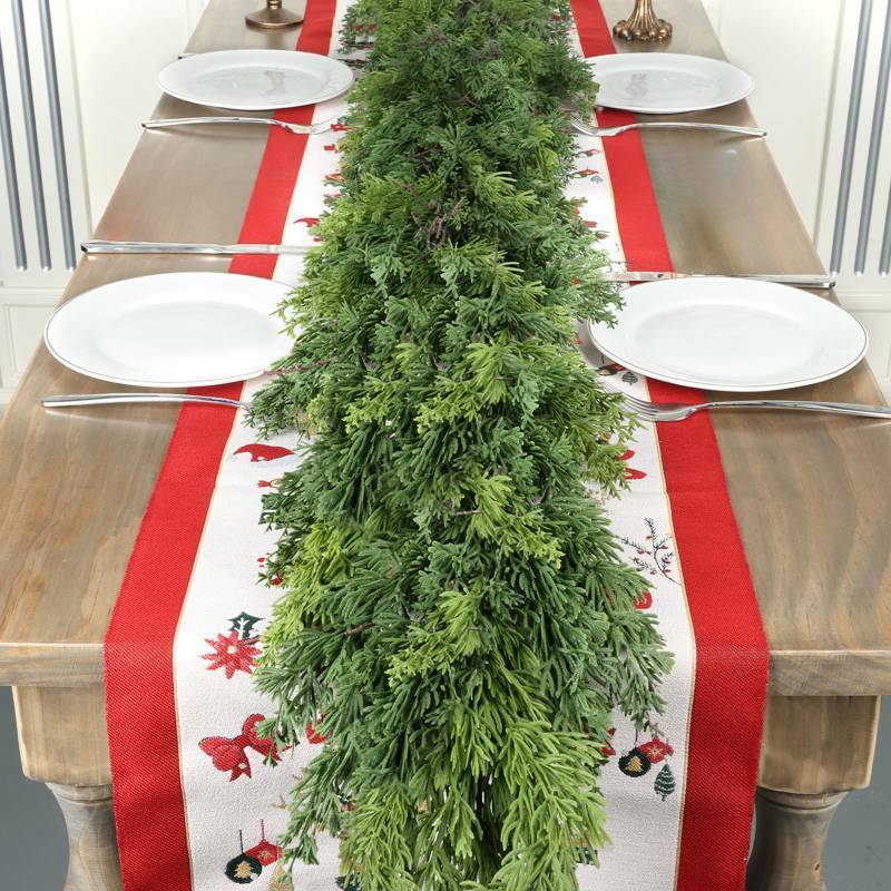 lot 1129 image: LZNPA 6 Ft Real Touch Christmas Garlands,Thick and Lush��Soft Bendable, Pine Cedar Garland Artificial Realistic, guirnaldas navide�as��Christmas Garland for Mantle,Outdoor Indoor Christmas Decorations - Retail $60