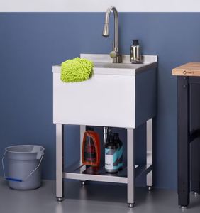 lot 1002 image: TRINITY 18 x 16 x 13 Stainless Steel Utility Sink - Retail $230