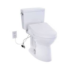 lot 1008 image: TOTO Drake 2-piece Elongated Toilet with C5 Washlet Bidet Seat - Retail $800