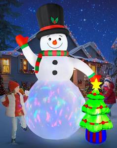 lot 1127 image: 8FT Christmas Inflatables Snowman Outdoor Decorations with Christmas Tree Built-in Colorful Rotating LED Lights Christmas Blow Ups Decorations for Yard Garden Lawn Xmas Holiday Decor - Retail $2,865