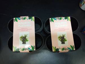 lot 1014 image: Two Sets - Stacking Planters 3 Stacking Tiers with Drain Holes and Drainage Tray - Retail $12
