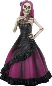 lot 1018 image: YTC Summit International Day of The Dead Lady Skeleton in Purple Dress Figurine Dia de Los Muertos New - Retail $48