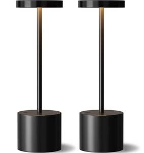 lot 1035 image: Cordless Rechargeable Table Lamp, 4000mAh Battery Operated, Black, 2 Pack - Retail $36
