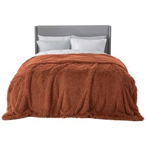 lot 1041 image: Bedsure Faux Fur Fluffy Sherpa Fleece Queen Bed Blanket Orange 90x90 - Retail $65