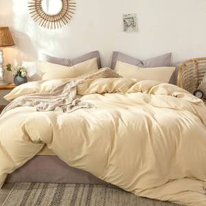 lot 1059 image: MooMee Duvet Cover Set 100% Washed Cotton Linen Like Full - Retail $16