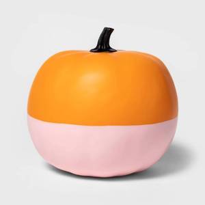 lot 1104 image: Halloween You Put a Spell on Me Orange and Pink Halloween Decorative Foam Pumpkin - Hyde & EEK Boutique - Retail $16