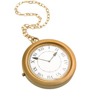 lot 1110 image: Spooktacular Creations Gold Clock Necklace Halloween Jumbo Gold Necklace White Rabbit Clock Hip Hop Rapper for Kids Women Men Halloween Party Decorations, White Rabbit Costume - Retail $13