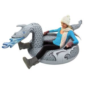 lot 1125 image: GoFloats Winter Snow Tube - Inflatable Sled for Kids and Adults (Choose from Unicorn, Disneys Frozen, Ice Dragon, Polar Bear, Penguin, Flamingo) - Retail $39