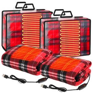 lot 1137 image: Tuanse 2 Pcs USB Heated Blanket 25x35, 5v, Rose Red Plaid - Retail $35