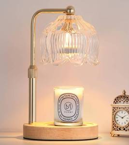 lot 115 image: Gold Candle Warmer Lamp for Flower-Shaped Glass,Wax Melt Warmer for Jar Candles,Candle Warmer Lamp with Timer Dimmable, Birthday Mothers Day Valentines Gifts for Women Mom Sister Wife Bedroom - Retail $25