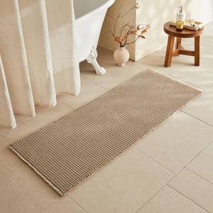 lot 128 image: TYUU Waffle Runner Rug Bathroom, Long Boho Bath Mat, 60x24 Beige - Retail $70