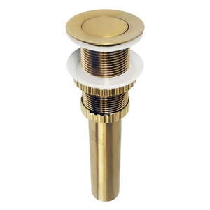 lot 156 image: MAY OR IS MISSING PIECES Kingston Brass 2.44 in. Coronet Push Pop-Up Bathroom Sink Drain without Overflow  Brushed Brass - Retail $0