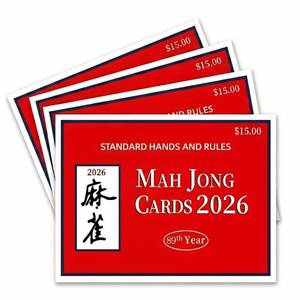 lot 173 image: COKNUMBER 2026 Majong Cards Official, 4 Pack American Mahjong Cards