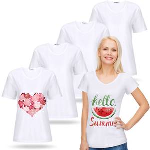lot 175 image: Tarpop 4 Pcs Womens V Neck Blank Sublimation T Shirts, White, X-Large - Retail $23