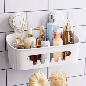 lot 179 image: TAILI Shower Caddy Suction Cup, Heavy Duty Bathroom Organizer, Removable Shelves for Inside Shower, Shampoo, Waterproof Suction Plastic Storage for Bathroom Accessories Holder, White - Retail $20