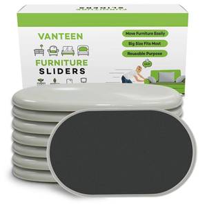 lot 181 image: 8 Pieces Furniture Sliders, 9 12 Sliders for Carpet Hardwood Floors Large Heavy Furniture, Reusable Heavy-Duty Gliders Movers Plastic Moving Pads Protectors (8 PCS 9 12 Beige) - Retail $20