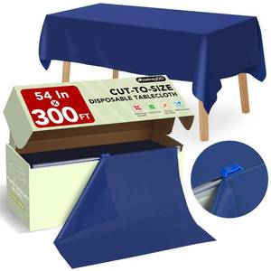 lot 189 image: RowinsyDD 54 in X 100 FT Blue Plastic Table Cover Roll with Slide Cutter - Retail $29