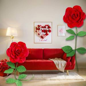 lot 190 image: Thiccywoov 2 Pcs 4.6 ft Flores Gigantes para Decoracion, Giant Red Rose - Retail $44