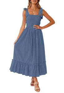 lot 199 image: ZESICA Womens Summer Boho Spaghetti Strap Maxi Dress Dustyblue S - Retail $52