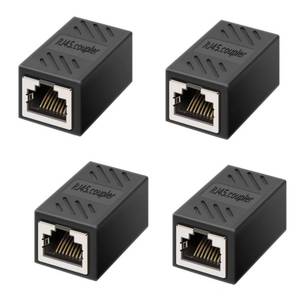 lot 201 image: RJ45 Coupler, Ethernet Network Cable in line Coupler for Cat7Cat6Cat5eCat5, Ethernet Network Cable Extender Female to Female (4 Pcs) - Retail $4