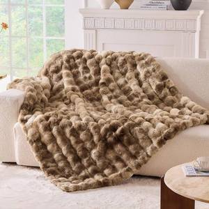 lot 221 image: BENVWE Fluffy Faux Fur Throw Blanket for Couch - Soft, Plush, Thick, Cozy, Fuzzy Luxury Minky Bubble Blanket for Home Living Room Decor, Gifts for Women, Tie-dye Brown, 63 x 80, 1100GSM - Retail $56
