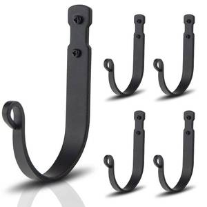 lot 225 image: Wrought Iron Hooks for Hanging Wall Mounted, Black Heavy Duty Wall Hooks - Retail $17